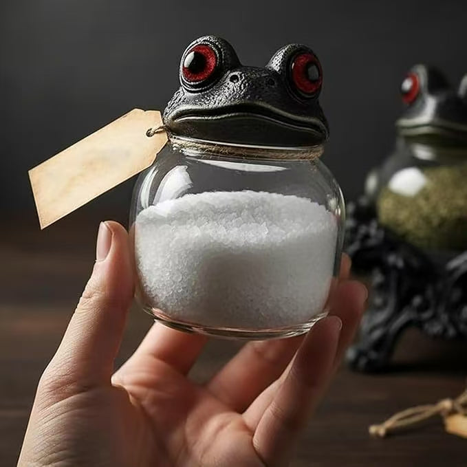 Ručno rađene staklene teglice za začine — Witchy Frog