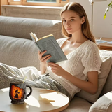 Zabavna ručno rađena 3D Halloween šolja — veštica i mačka