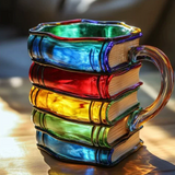 cup with a colorful book motif