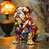Elegant Bulldog — Stained Glass Lamp